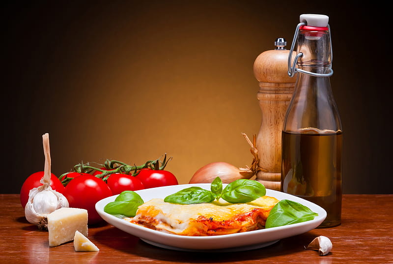 lasagna, olive oil, tomatoes, Food, HD wallpaper