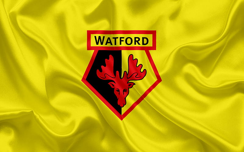 Watford, Football Club, Premier League, football, Tottenham, United Kingdom, England, flag, emblem, Watford logo, English football club, HD wallpaper