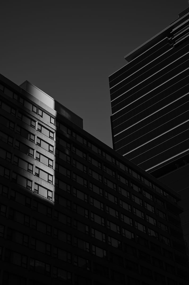 buildings, architecture, shadow, bw, HD phone wallpaper