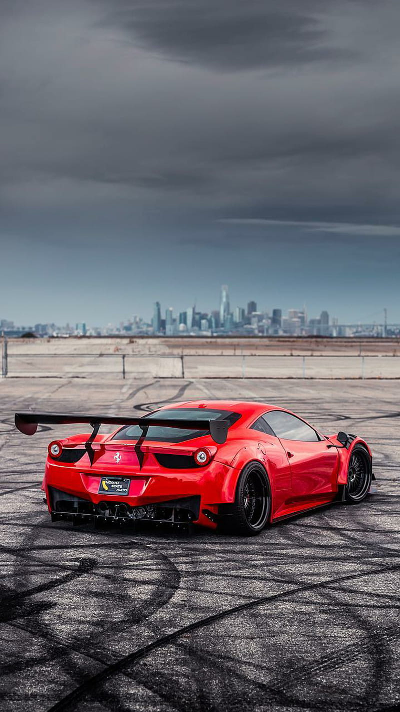 458 GT3, ferrari, red, car, hypercar, supercar, rich, luxury, city, HD phone wallpaper