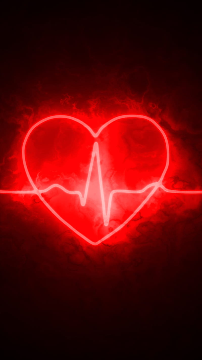 HEART RHYTHM, 14February, light, love, neon, red, valentine, valentines, HD phone wallpaper