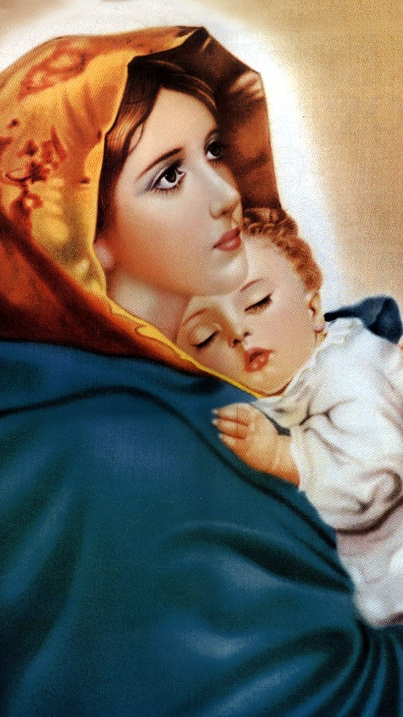 Christian Live, Mother Mary Art Work, mother mary, art work, god, blessed mary, HD phone wallpaper