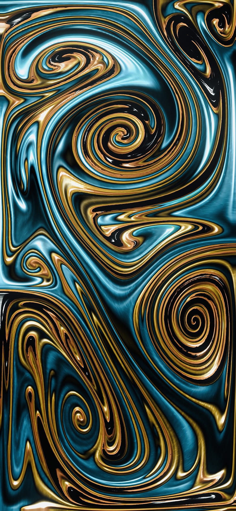 Swirl , blue, circles, fluid, gold, HD phone wallpaper