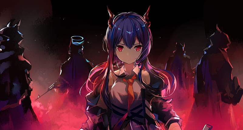 chen, arknights, anime games, horns, red eyes, Anime, HD wallpaper