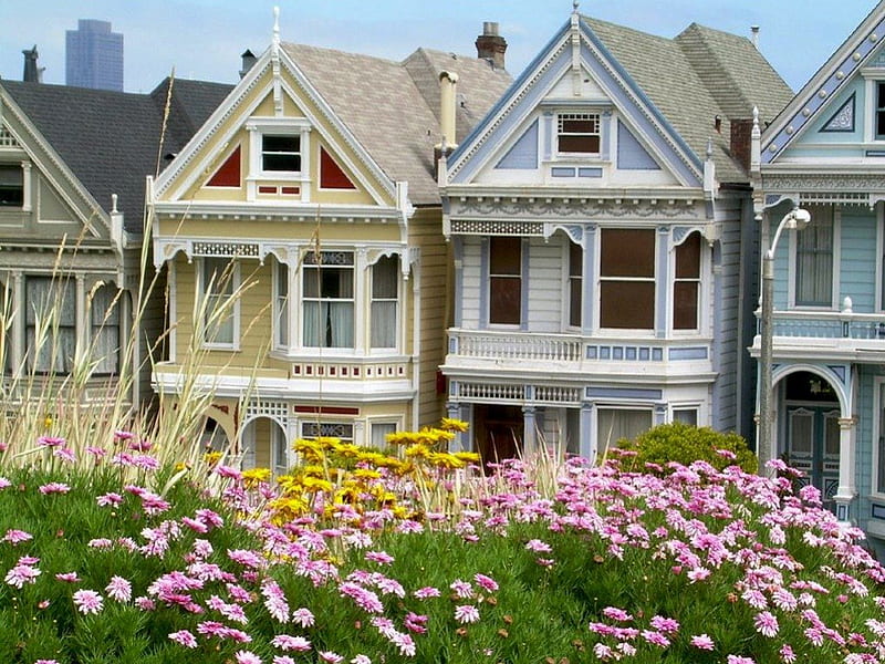 Six Sisters - San Francisco, CA, ca, alamo hill, painted ladies, row, houses, san francisco, HD wallpaper