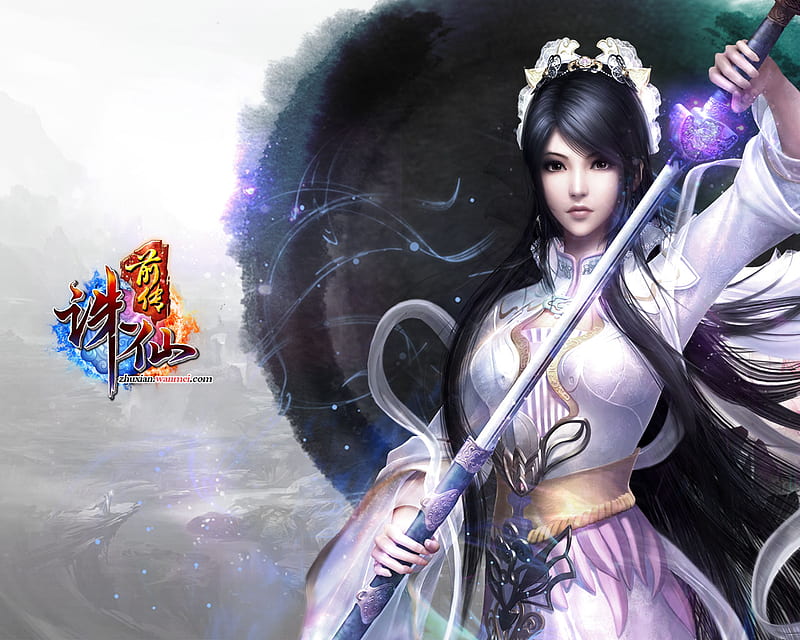 Jade Dynasty, video game, power, bonito, fantasy, jade, anime, weapon, long hair, sword, dynasty, HD wallpaper