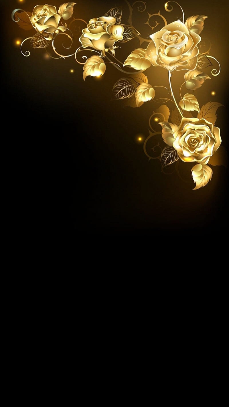 Black And Gold Floral Wallpaper