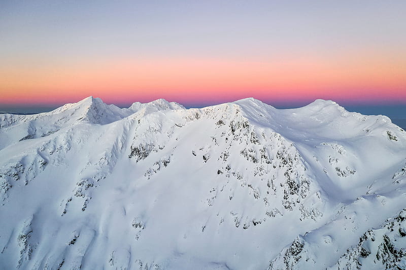mountain, peaks, snowy, horizon, sky, romania, HD wallpaper