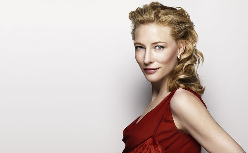 Cate Blanchett, red, girl, actress, blonde, white, woman, HD wallpaper