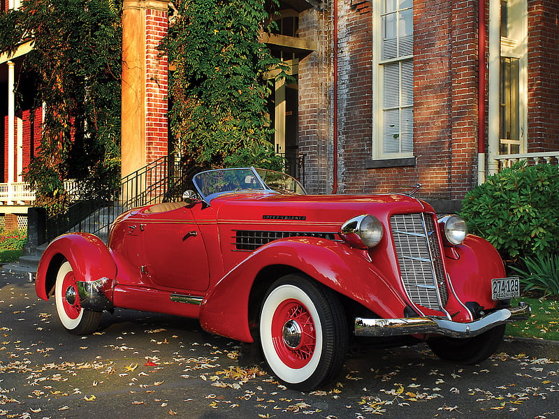 Auburn 852 Speedster, red, 852, antique, auburn, automobile, car, convertible, speedster, classic, vintage, HD wallpaper