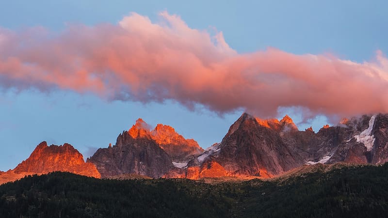 Sunset from Chamonix-Mont-Blanc, France, sky, rocks, clouds, colors, alps, mountains, HD wallpaper