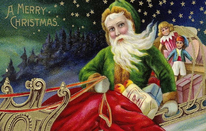 Old World Santa Claus, old world, christmas, toys, santa claus, HD wallpaper