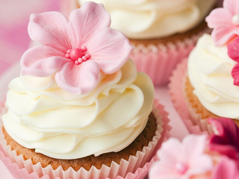 Muffins, cake, sweets, food, icing, cream, HD wallpaper
