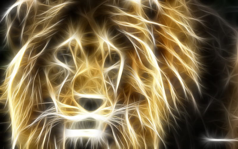 OF LION FRACTAL, lion, copper, golden, HD wallpaper
