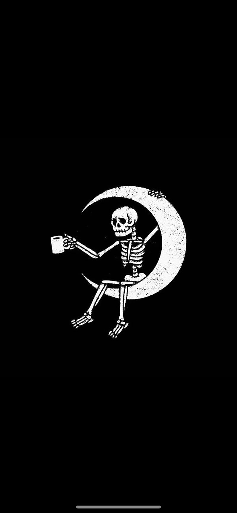 Moon Coffee, skeleton, HD phone wallpaper