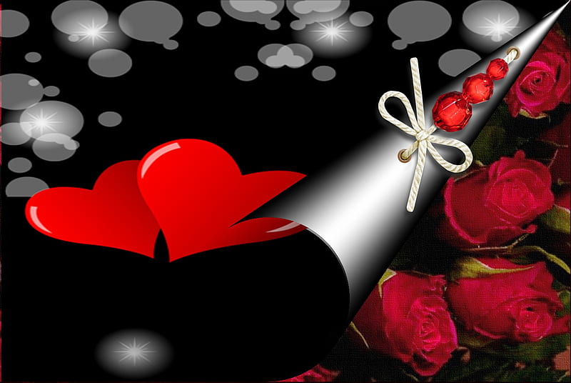 Valentin, romantik, blead rose, valentin day, read heart, HD wallpaper