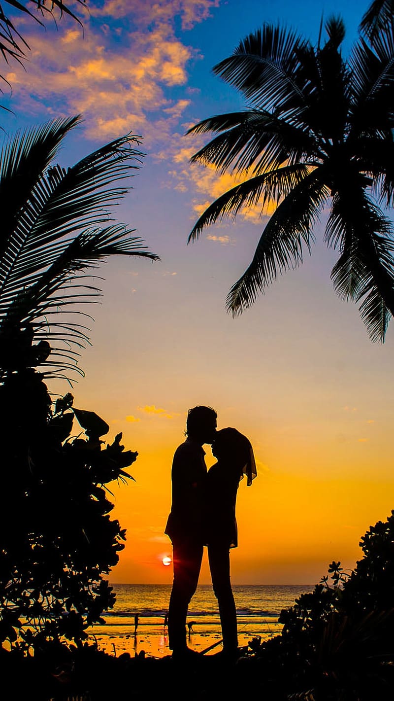 Couple Live, Yellow Sunset Background, love, HD phone wallpaper