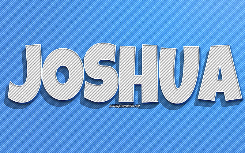 Joshua, blue lines background, with names, Joshua name, male names, Joshua greeting card, line art, with Joshua name, HD wallpaper