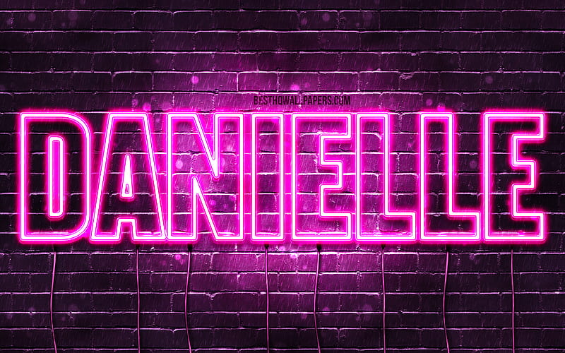 Danielle with names, female names, Danielle name, purple neon lights, horizontal text, with Danielle name, HD wallpaper