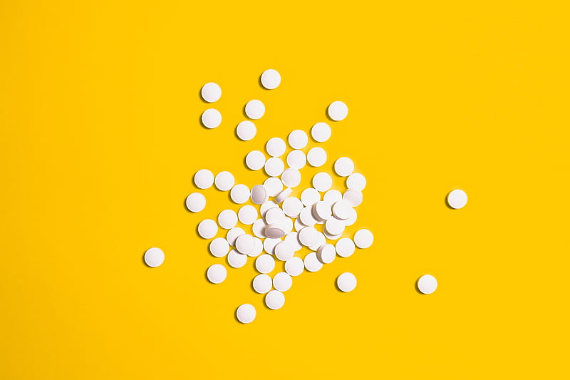 Yellow Background and White Round Pills, HD wallpaper