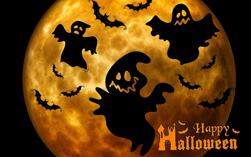 Halloween, Holiday, Bat, Ghost, Happy Halloween, HD wallpaper