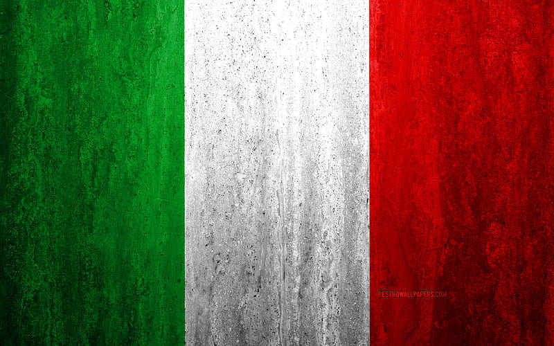 Flag of Italy stone background, grunge flag, Europe, Italian flag, grunge art, national symbols, Italy, stone texture, HD wallpaper