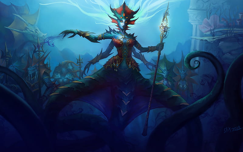 Queen Azshara, darkness, World of Warcraft, warrior, art, WoW, HD wallpaper