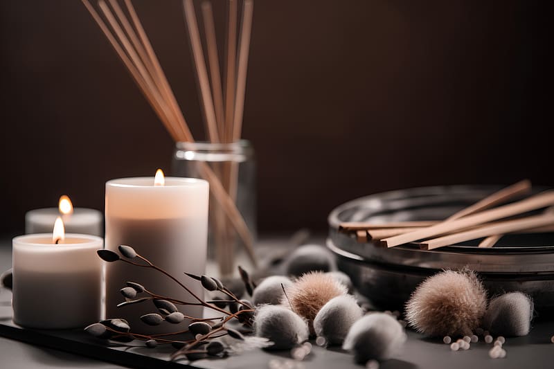 Still life with candlestick, Therapy, Aroma, Spa, Bath, HD wallpaper