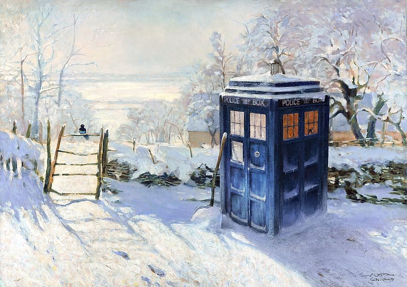 Painting, Magpie, Doctor Who, Tv Show, Tardis, HD wallpaper