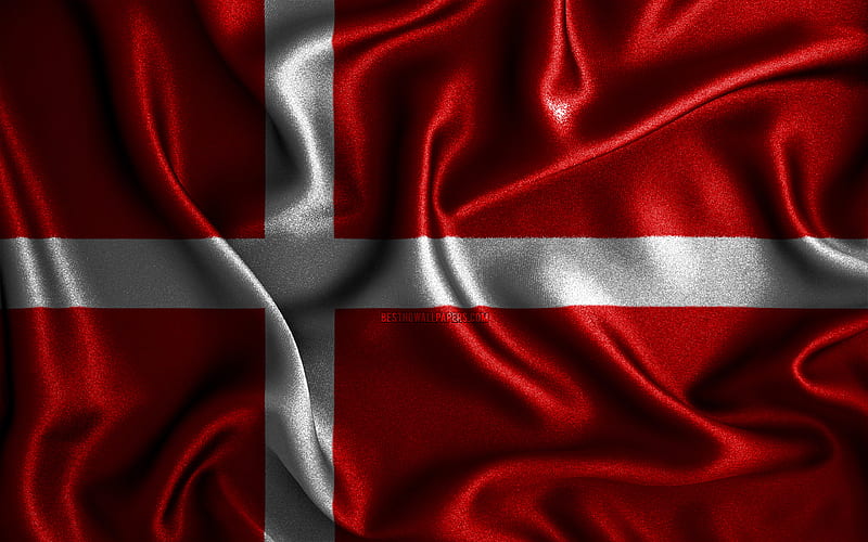 Danish flag silk wavy flags, European countries, national symbols, Flag of Denmark, fabric flags, Denmark flag, 3D art, Denmark, Europe, Denmark 3D flag, HD wallpaper