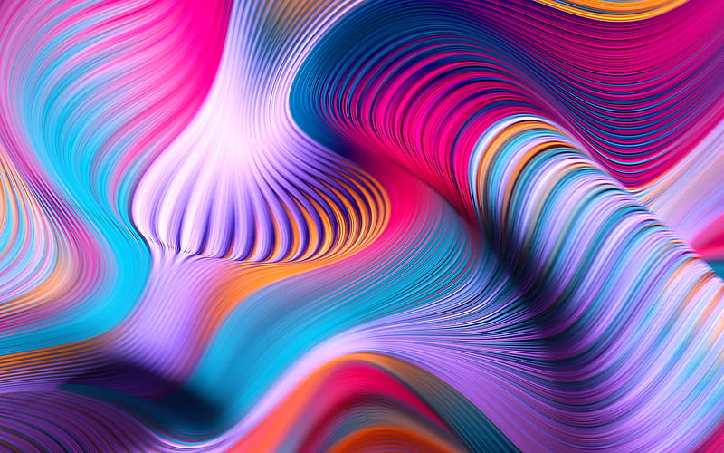 colorful 3D waves, creative, 3D art, colorful wavy background, 3D waves texture, 3D waves background, colorful waves, wavy backgrounds, waves textures, HD wallpaper