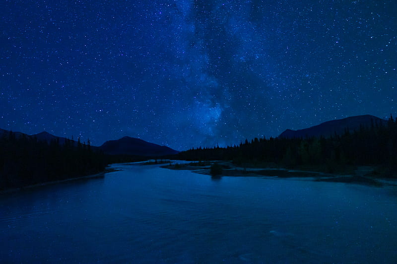 Milky Way Over Perfect Mountain Lake, milky-way, stars, lake, nature, HD wallpaper