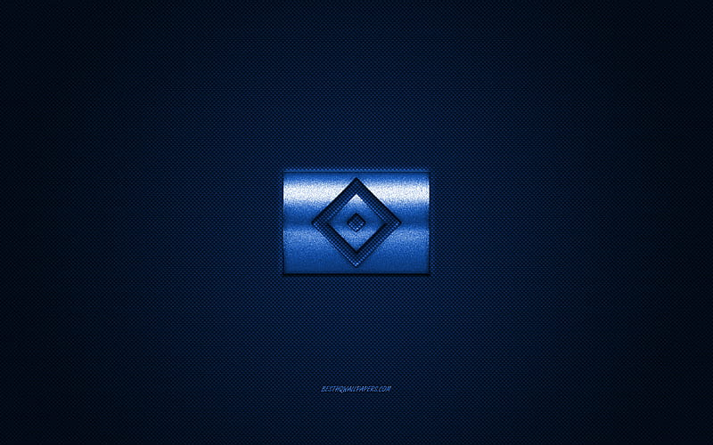 Hamburger SV, German football club, Bundesliga 2, blue logo, blue carbon fiber background, football, Hamburg, Germany, Hamburger SV logo, HD wallpaper