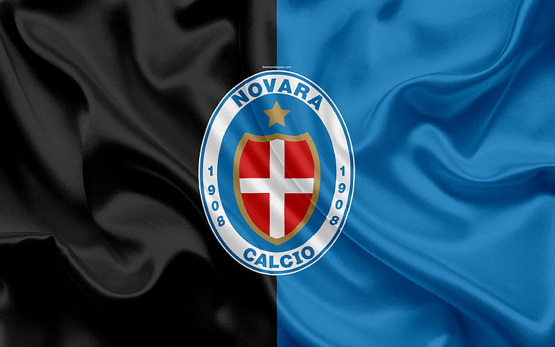 Novara Calcio Serie B, football, silk texture, Novara FC emblem, silk flag, logo, Italian football club, Novara, Italy, HD wallpaper