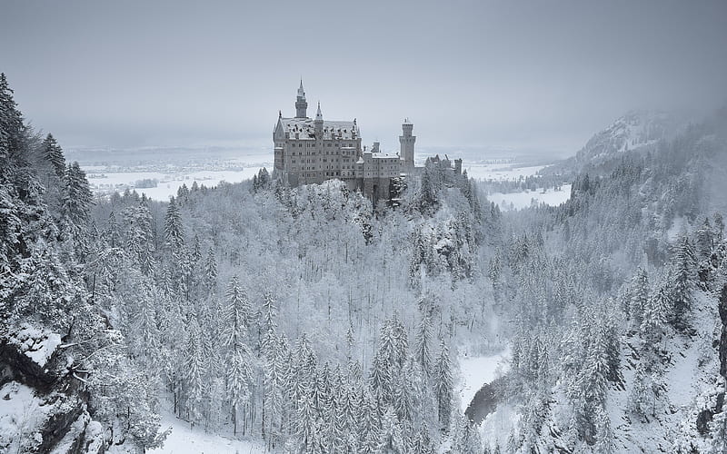 Castles, Neuschwanstein Castle, Castle, Germany, Winter, HD wallpaper