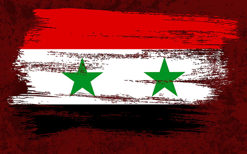 Flag of Syria, grunge flags, Asian countries, national symbols, brush stroke, Syrian flag, grunge art, Syria flag, Asia, Syria, HD wallpaper
