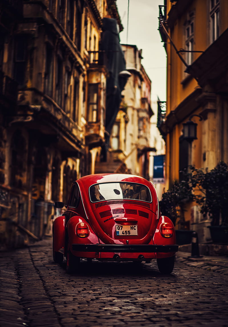 Car , auto, autos old, plus, red, street, vibe, vintage, HD phone wallpaper