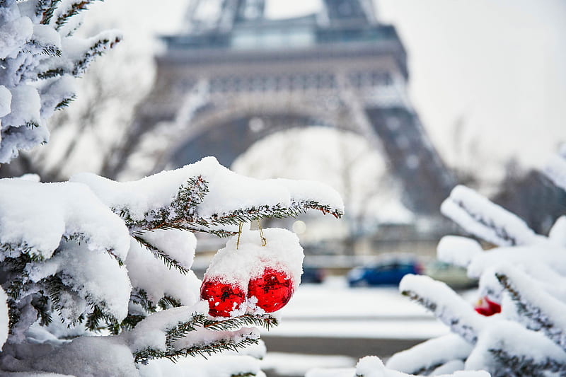 Winter in Paris, craciun, zapada, iarna, Paris, HD wallpaper