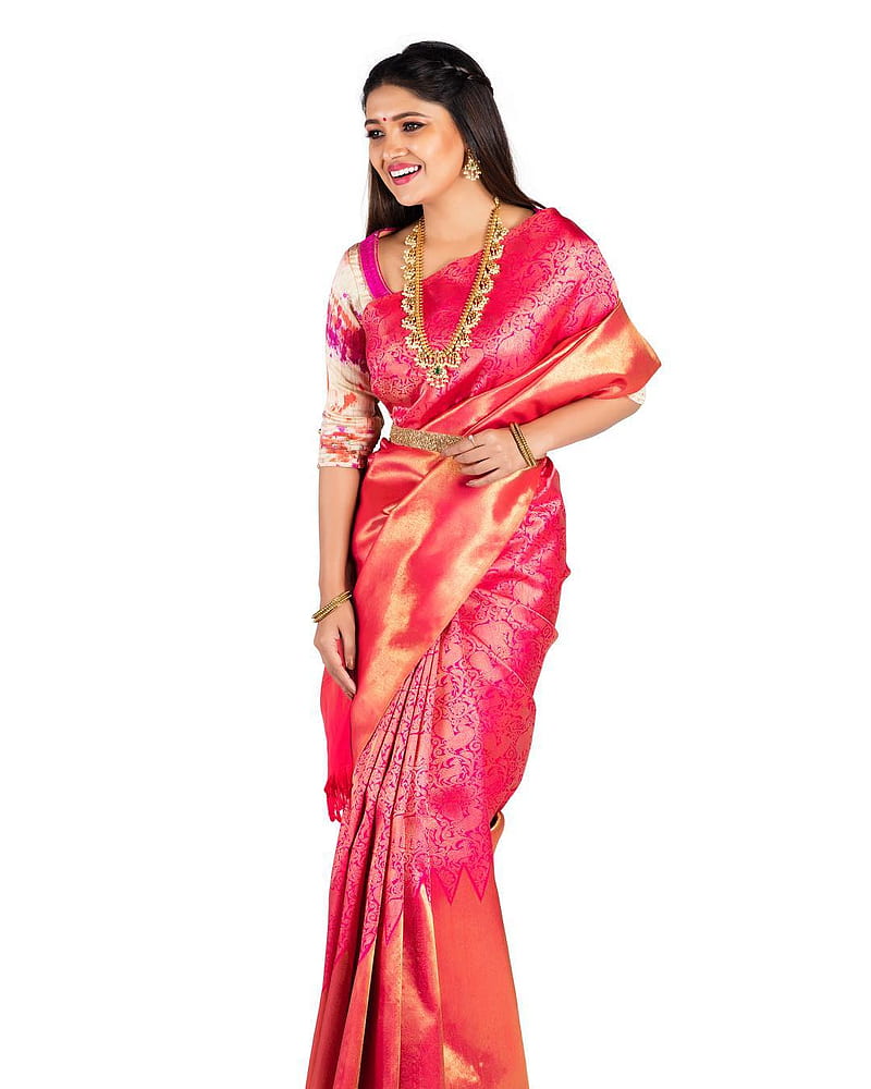 vani bhojan, sari, one-piece garment, HD phone wallpaper