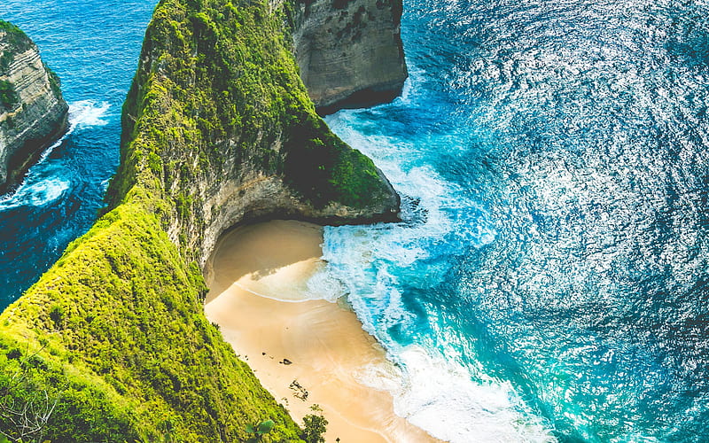 Bali, rocks, ocean, beautiful bay, summer, aerial view, sea, waves,  tropical islands, HD wallpaper | Peakpx
