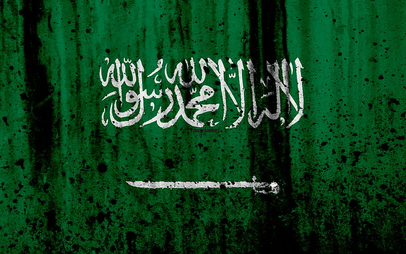 Saudi flag grunge, flag of Saudi Arabia, Asia, Saudi Arabia, national symbols, Saudi Arabia national flag, HD wallpaper