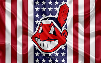 Cleveland Indians, American baseball club, American creative flag, red blue  flag, HD wallpaper