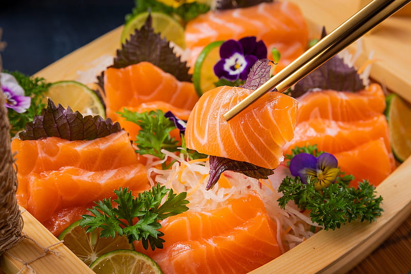Food, Sushi, Fish, Salmon, Seafood, HD wallpaper