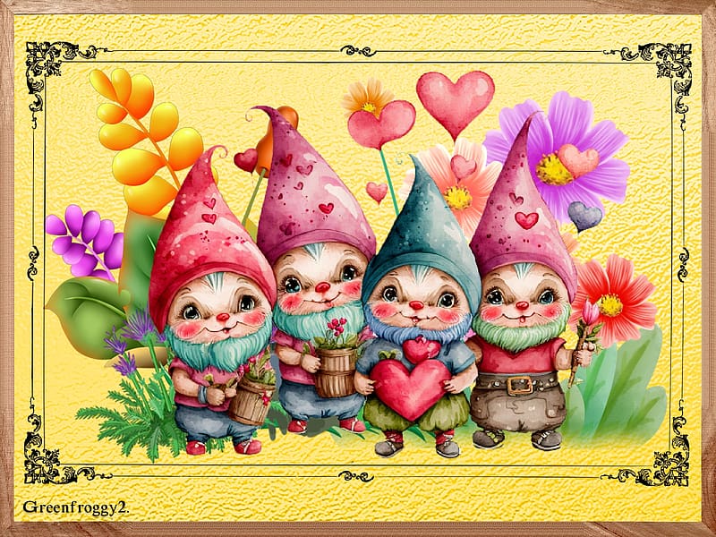 GNOMES IN THE GARDEN, ART, , FRAMED, ABSTRACT, HD wallpaper