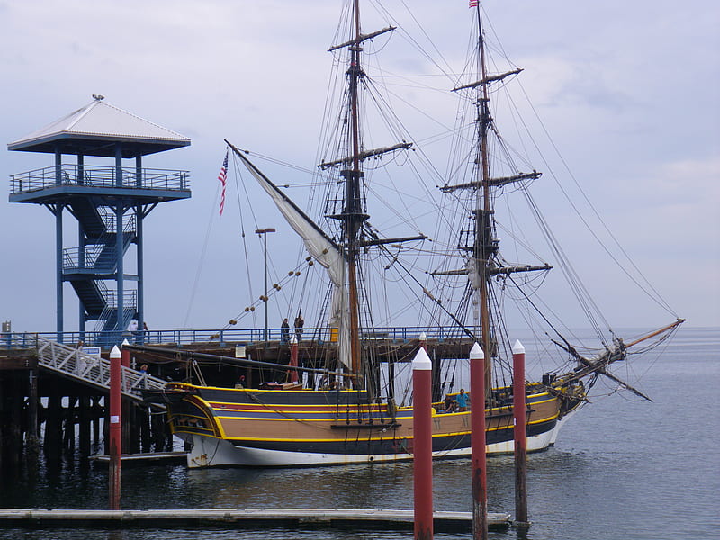 Lady Washington, square rigger, deck hand, working sailer, tall ship, sailing vessel, HD wallpaper