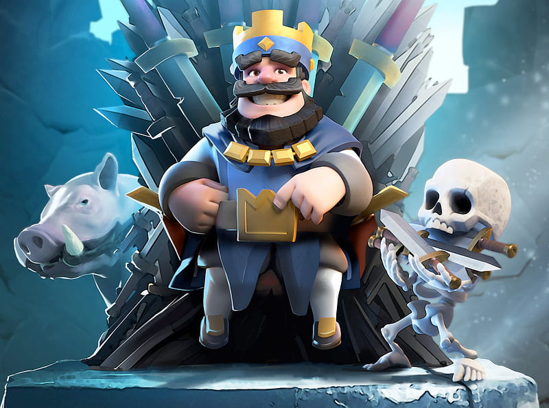 Clash Royale Blue King , supercell, clash-royale, games, 2016-games, HD wallpaper