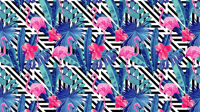 Pink Pattern Artistic Flamingo Trippy, HD wallpaper