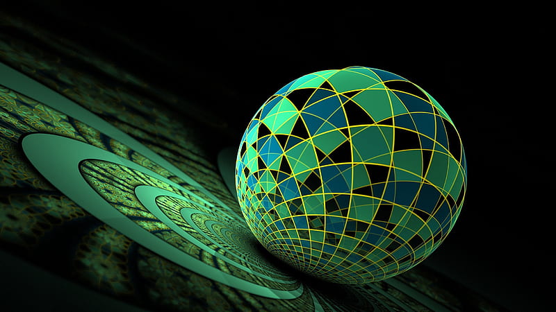 3D Fractal Colorful Glassy Ball Abstract, HD wallpaper