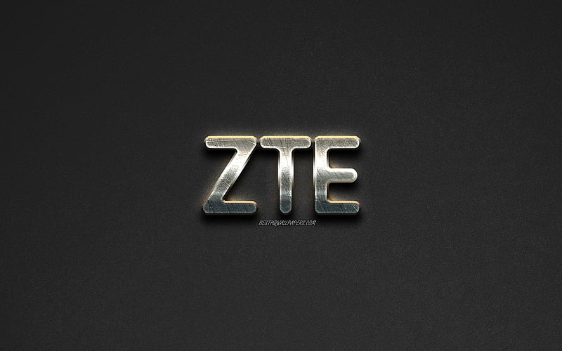 ZTE logo, steel logo, smartphones, brands, steel art, gray stone background, creative art, ZTE, emblems, HD wallpaper