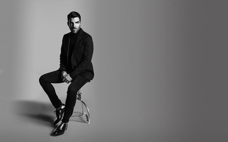 Zachary Quinto, American actor, black suit, HD wallpaper
